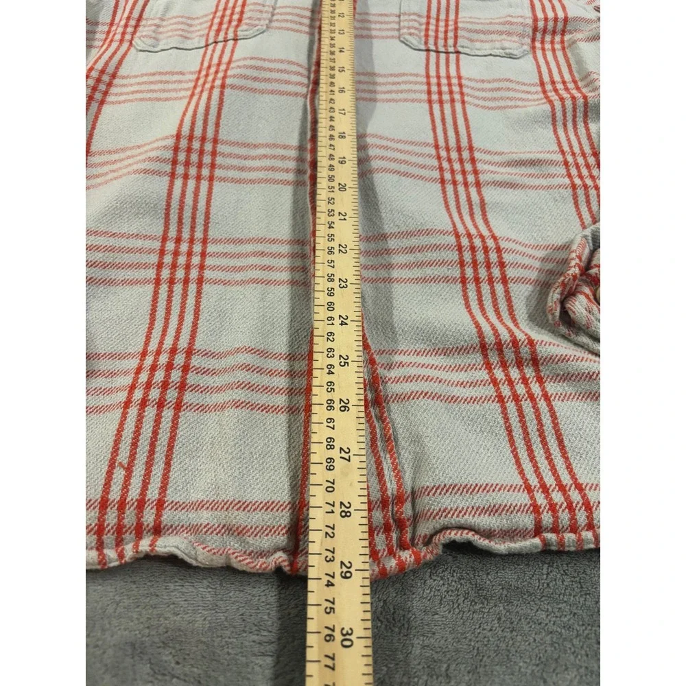 The North Face Mens Large Grey Red Plaid Flannel Button Up Shirt L Cotton